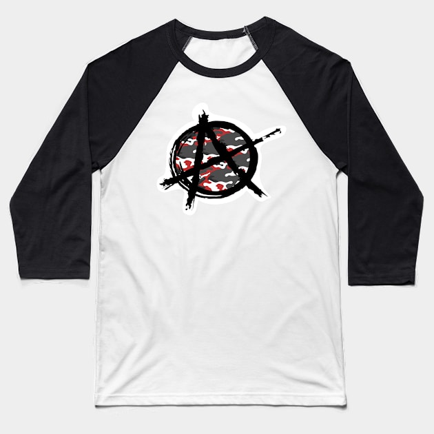 Anarchy - Camouflage Red Baseball T-Shirt by GR8DZINE